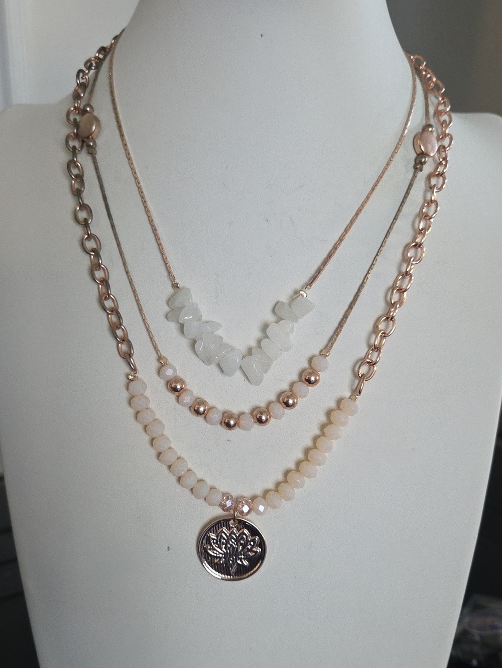 Paparazzi Rose Gold Multi Layer/bead Necklace NWT
